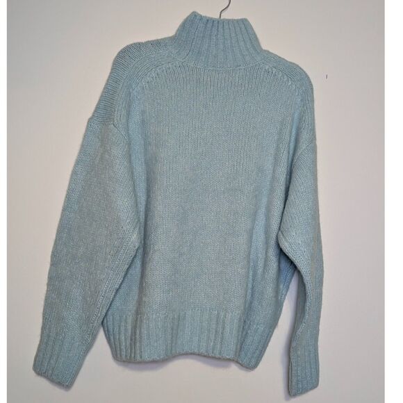 Madewell Alpaca Blend Turtleneck Sweater Sky Blue Hi Low NT592 XS NWT - Picture 7 of 14